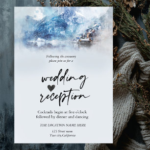 Winter Mountain Lake Reception Invitation