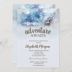 Winter Mountain Lake Retirement Party  Invitation