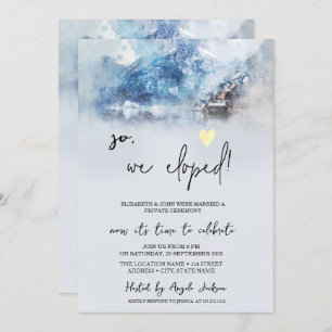 Winter Mountain Lake Wedding Elopement   Invitation