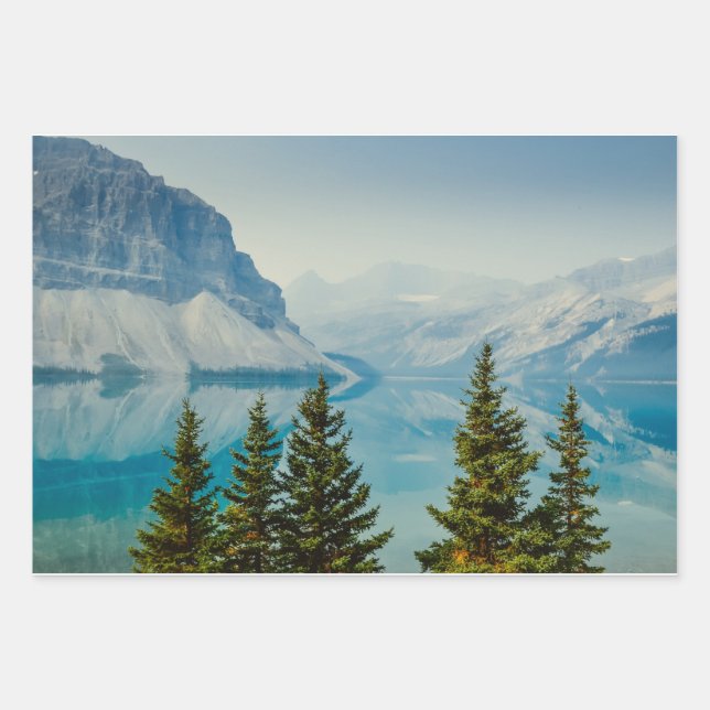 winter mountain lakes wrapping paper sheet (Front)