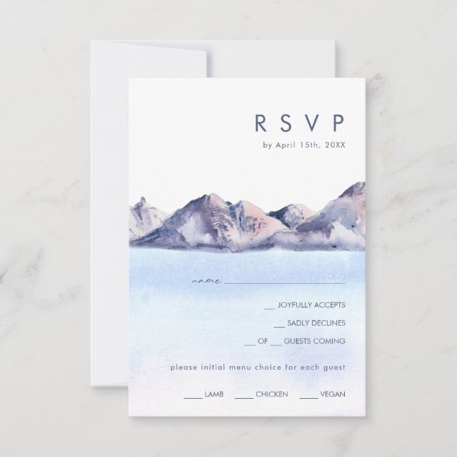 Winter Mountain Menu Choice RSVP Card (Front)