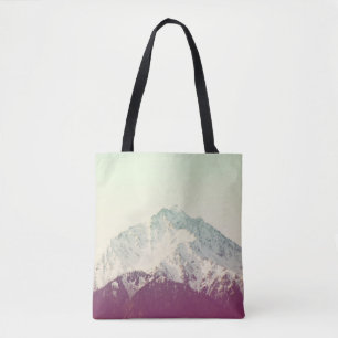 Winter mountain peak, hipster vintage filter tote bag