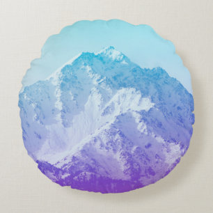 Winter mountain peakmountain,hipster,peak,photo,ba round cushion