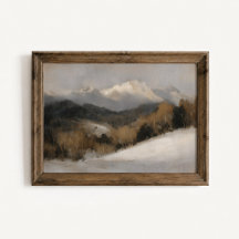 Winter Mountain Peaks Landscape Poster
