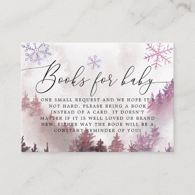 Winter Mountain Pink Snowflakes Book Request  Enclosure Card (Front)
