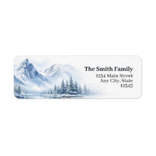 Winter Mountain Return Address Labels Snowy Pine