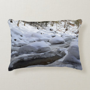 Winter Mountain River – Wild Nature Romania Decorative Cushion