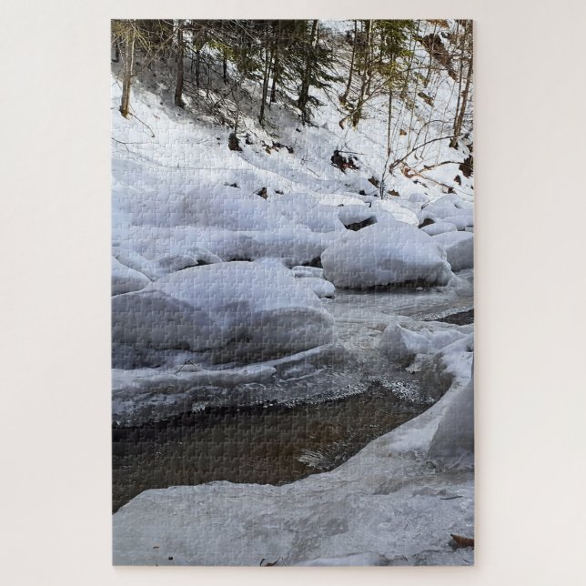 Winter Mountain River – Wild Nature Romania Jigsaw Puzzle (Vertical)