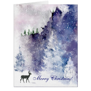 Winter Mountain Scene Christmas Greeting Card
