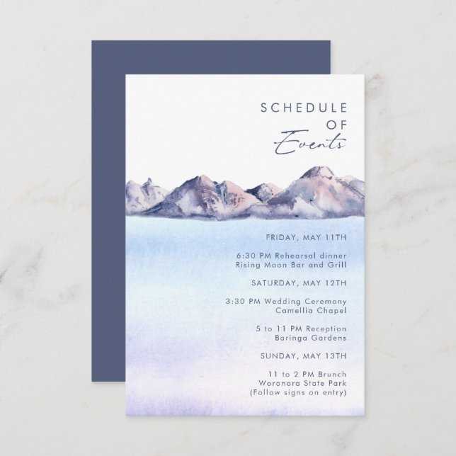 Winter Mountain Schedule of Events Enclosure Card (Front/Back)