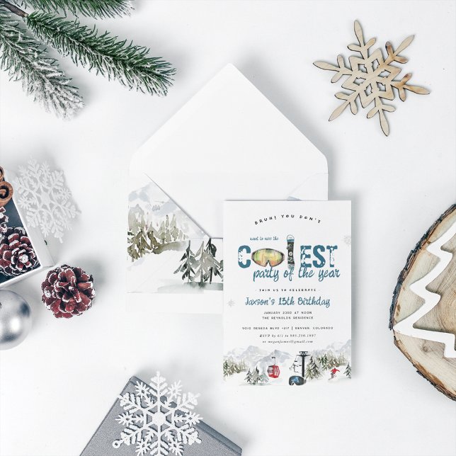 Winter Mountain | Snowboarding Skiing Party Invitation (Creator Uploaded)