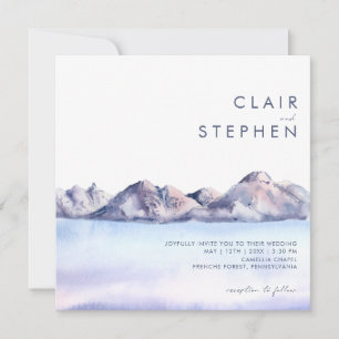 Winter Mountain Square Wedding Invitation