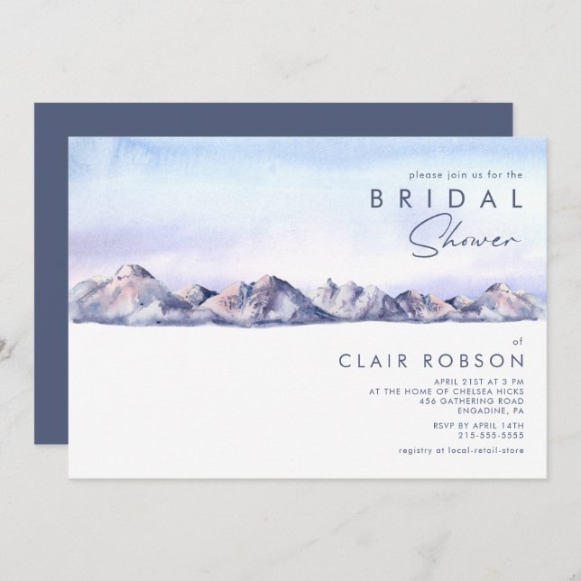 Winter Mountain Sunset Bridal Shower Invitation (Front/Back)