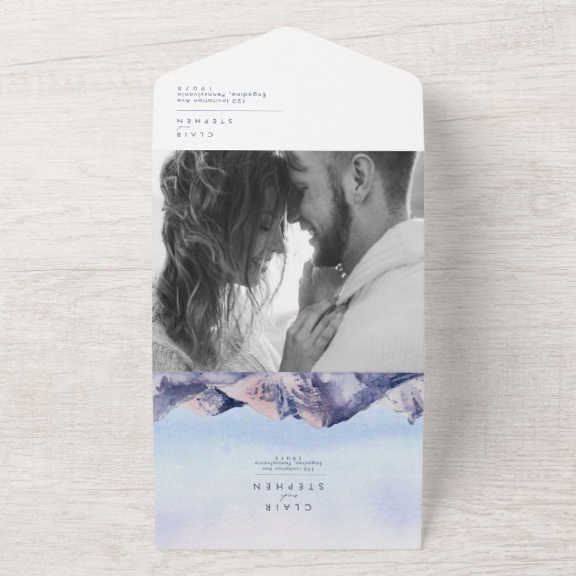 Winter Mountain Sunset Photo Seal And Send All In One Invitation (Outside)