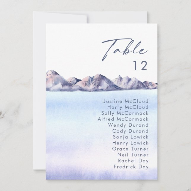 Winter Mountain Table Number Chart (Front)