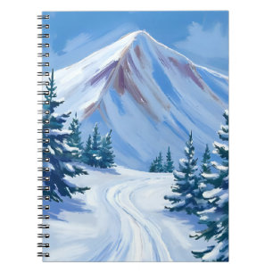Winter Mountain Watercolor Snow Nature Landscape Notebook