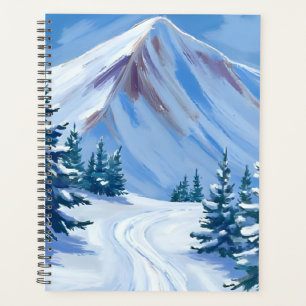 Winter Mountain Watercolor Snow Nature Landscape Planner