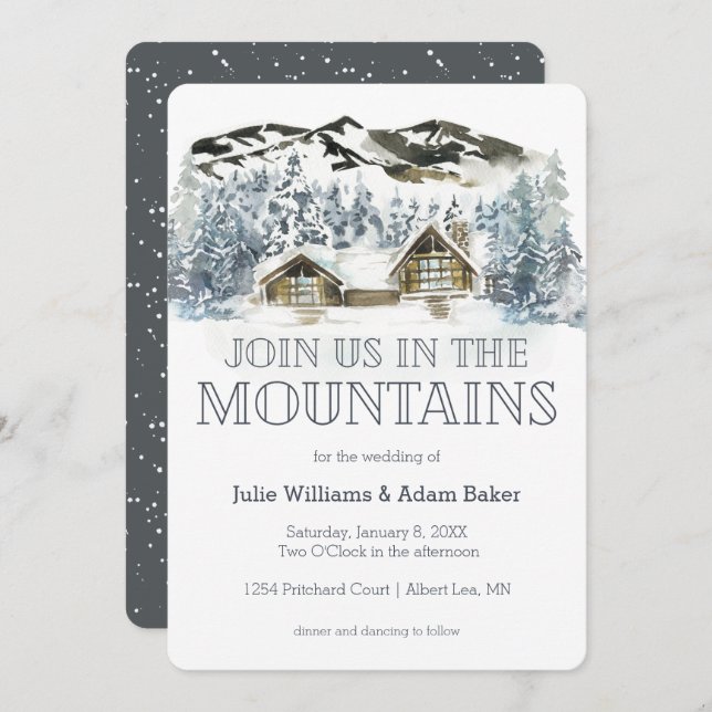 Winter Mountain Wedding/Party Invitation (Front/Back)
