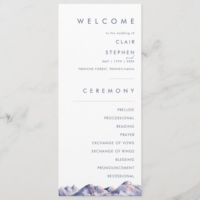 Winter Mountain Wedding Program (Front)