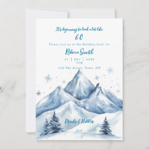 winter mountains 60th birthday invitation