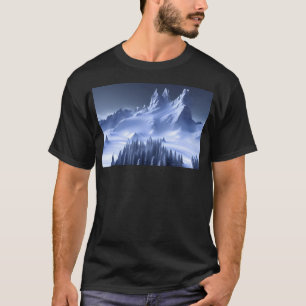 Winter Mountains At Night Ai Generated Art T-Shirt