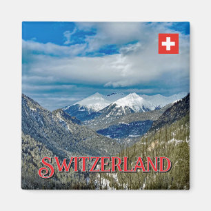 Winter mountains in Switzerland, travel Magnet