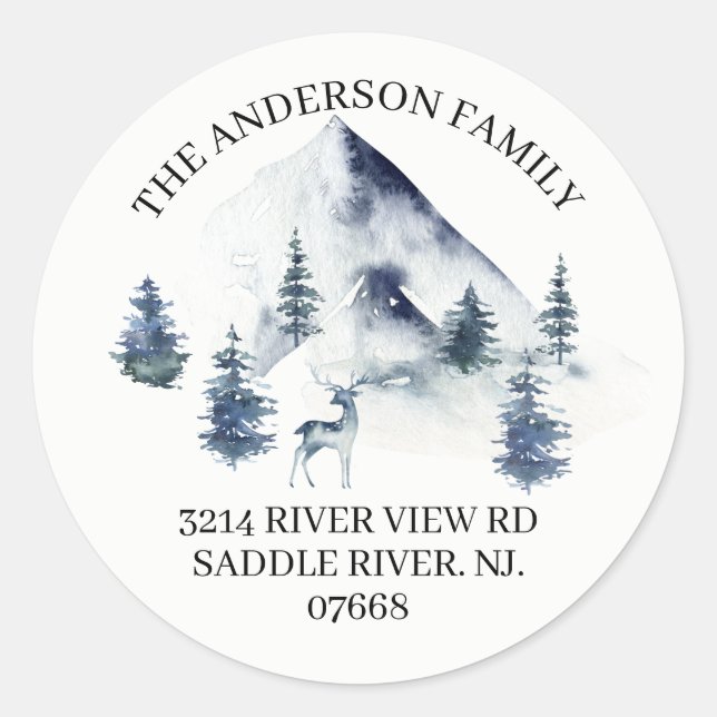 Winter Mountains | New Home Address Label Sticker (Front)