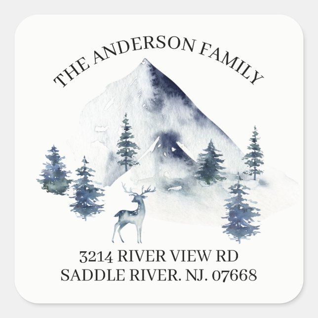Winter Mountains | New Home Address Label Sticker (Front)