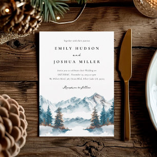 Winter Mountains Pine Tree Wedding Invitation