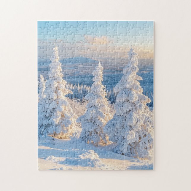 Winter Mountains Snow Pine Trees Jigsaw Puzzle (Vertical)