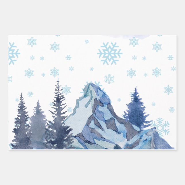 Winter Mountains Wrapping Paper Sheet (Front)