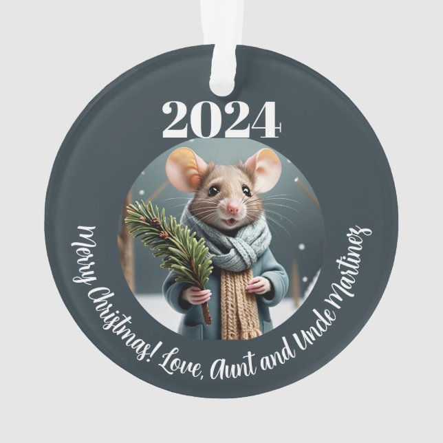Winter Mouse Christmas Ornament - Custom Text (Back)