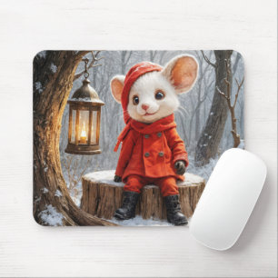 Winter Mouse With Forest Lantern Mouse Pad