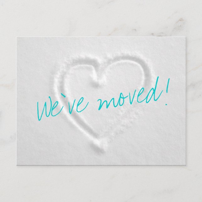 Winter Moving postcards with drawn heart in snow (Front)