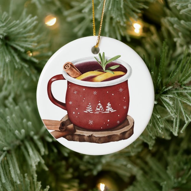 Winter mulled wine Metal Circle Ornament (Tree)