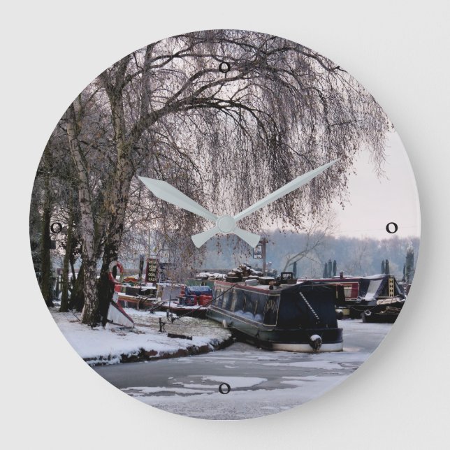 WINTER NARROWBOATS LARGE CLOCK (Front)