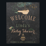 Winter nature chalkboard watercolor baby shower poster<br><div class="desc">Rustic elegant winter nature baby shower stylish welcome sign poster template on dark grey chalkboard featuring a pine tree bough with a wooden bird, a dried branches Christmas tree with star and watercolor splashes, winter flowers and little hearts. You can choose to customise it further changing fonts and colours of...</div>