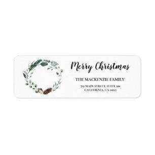 Winter Nature   Pine Wreath Return Address Label