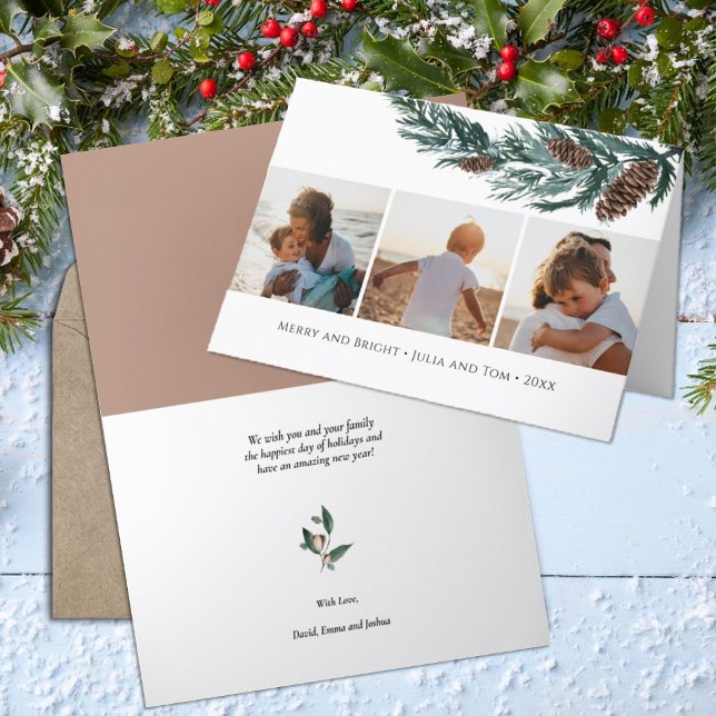 Winter Nature | Watercolor Pine Cone Spruce Branch Holiday Card (Creator Uploaded)