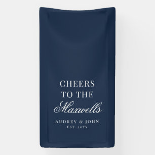 Winter Navy Blue Ivory Cheers Script Wedding Banner