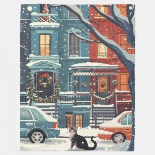 Winter New York city retro  Fleece Blanket