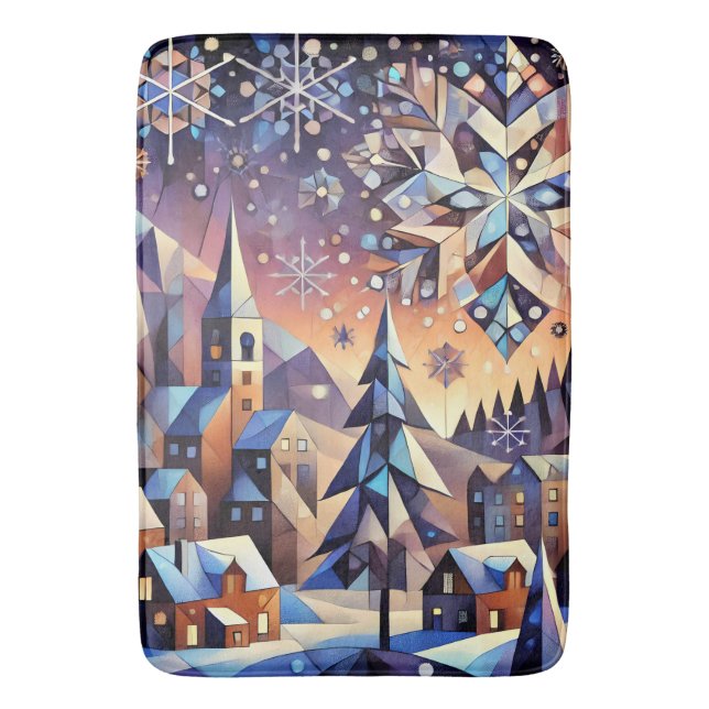 Winter Night Art Bath Mat (Front Vertical)