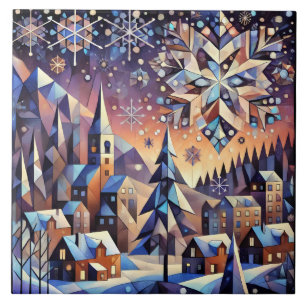 Winter Night Art Ceramic Tile
