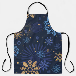 Winter Night: Blue Snowflake Pattern. Apron