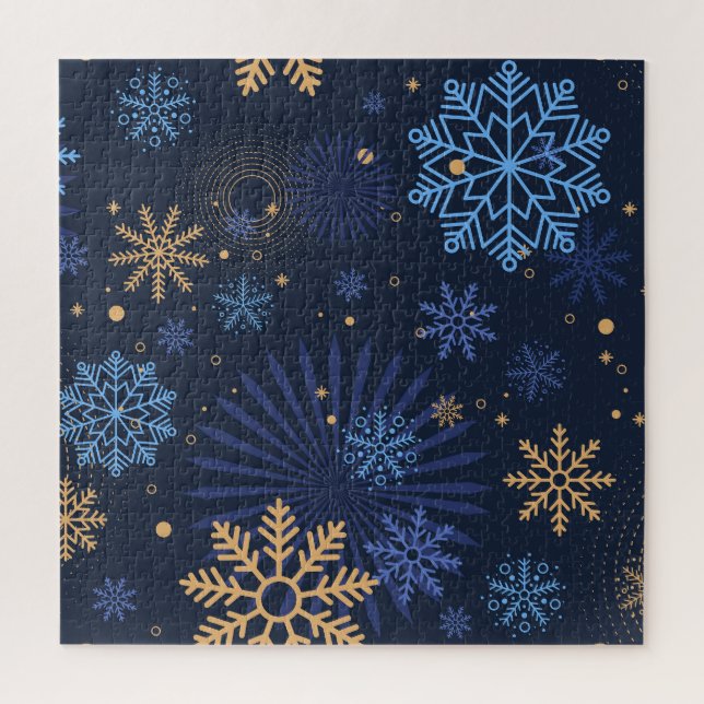Winter Night: Blue Snowflake Pattern. Jigsaw Puzzle (Vertical)