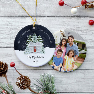 Winter Night First Christmas in Our New Home Ceramic Ornament