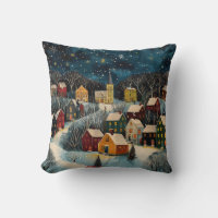 Winter Night Folk Art Oil Painting Poster