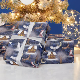 Winter Night Forest Animals Nature Christmas Wrapping Paper