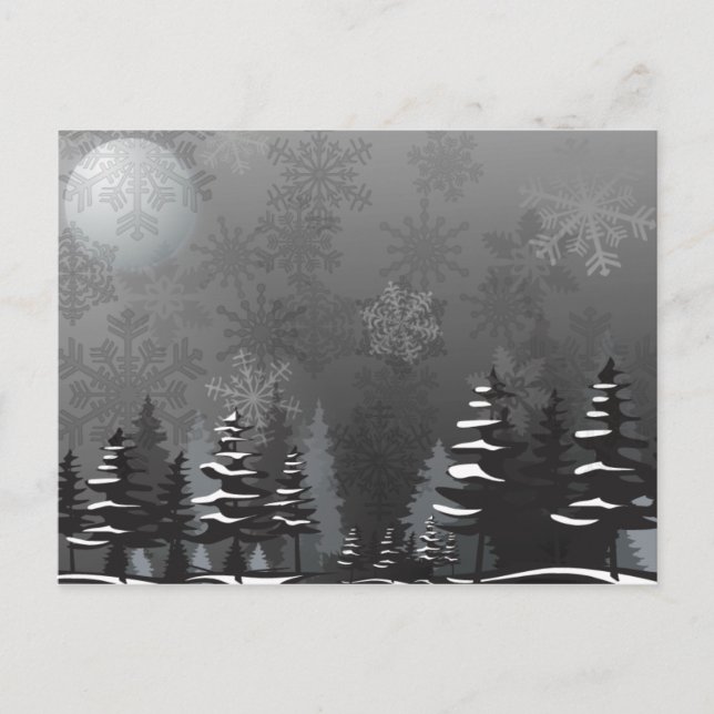winter night forest scene postcard (Front)