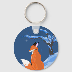 Winter Night Fox Key Ring